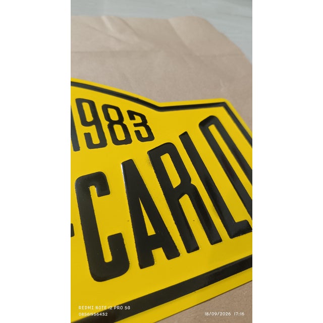 Vintage 1983 Rallye Monte-Carlo Assistance Metal Plate Sign – Authentic Embossed Motorsport Wall Art For Sale - Image 13 of 18