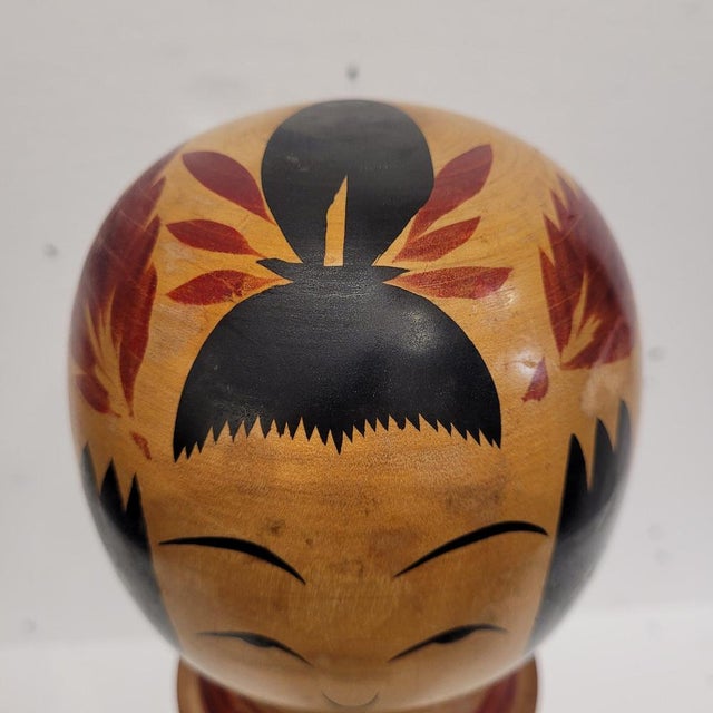 Traditional Kokeshi Doll inn Polychrome Wood, 1940s For Sale - Image 11 of 18
