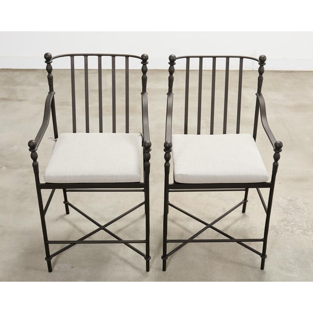 Bronze Set of Four Michael Taylor Montecito Bronzed Garden Barstools For Sale - Image 8 of 18