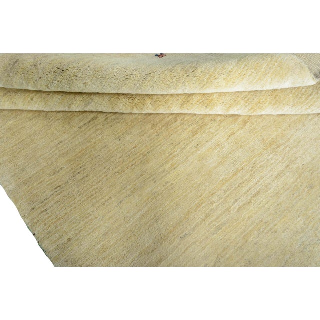 Cream Hand-Knotted Gabbeh Loribaft Rug in Wool For Sale - Image 8 of 11