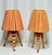 Whimsical striped pair of raffia table lamps from Morocco. Approx Measurements 11"W 11"D 19.5"H