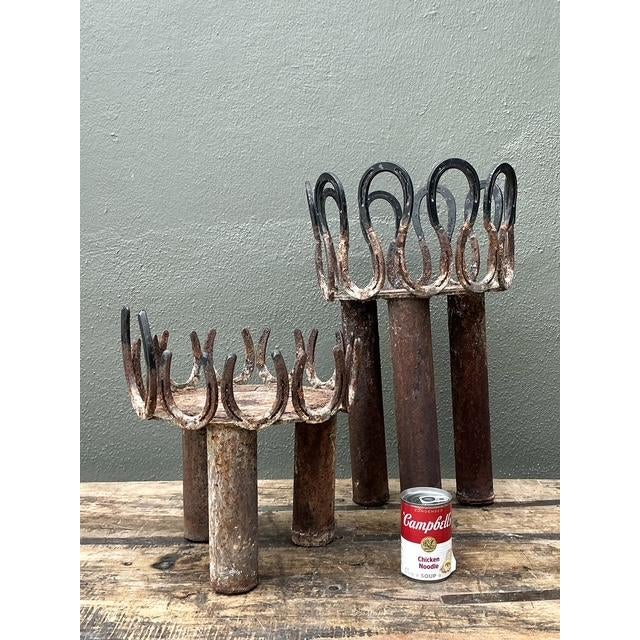 Rustic Vintage Rusty Horseshoe Tall Plant Stand For Sale - Image 3 of 12