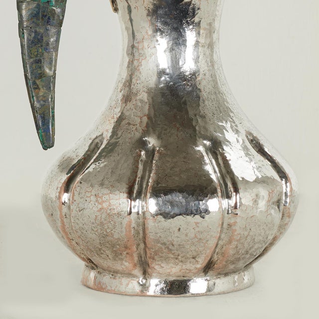 1960s Vintage Los Castillo Silver Plate Pitcher With Parrot For Sale - Image 5 of 11