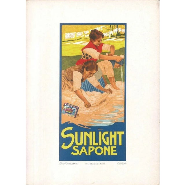 Image dimensions: 27.4x20 cm. Sunlight Sapone is an amazing colored lithograph on cardboard, realized by the Italian...