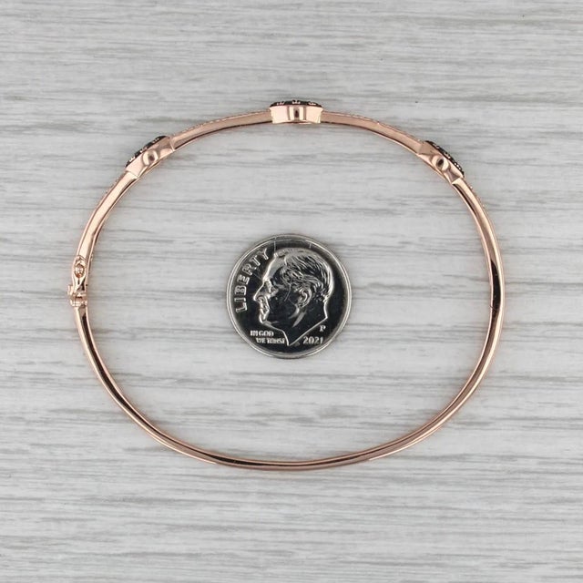 0.36ctw Black White Diamond Bangle Bracelet 14k Rose Gold 6.5" Stackable For Sale - Image 4 of 7
