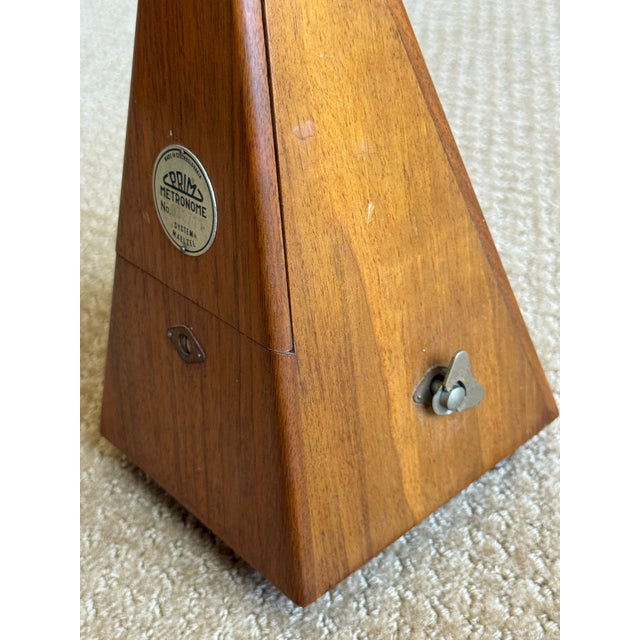 Wood Vintage Mid-Century Czechoslovakian Prim Working Mechanical Metronome in Wood Circa 1960's For Sale - Image 7 of 12