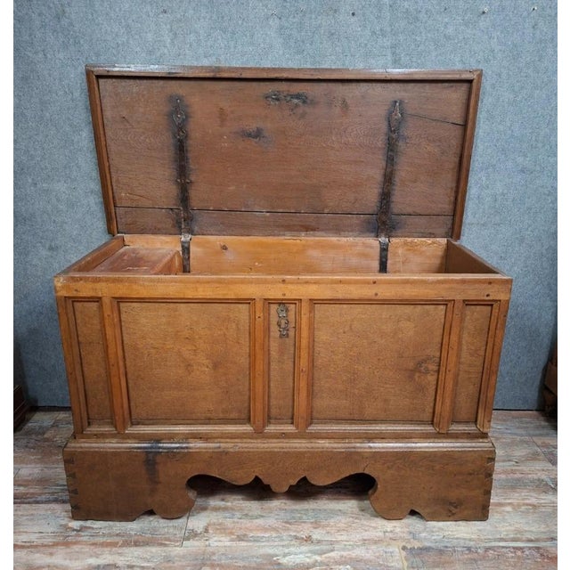 18th Century Rustic Oak Chest with Molded Panels For Sale - Image 5 of 11