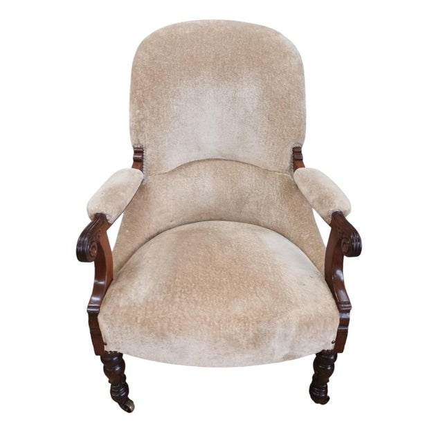 Antique Library Lounge Chair in Velour For Sale - Image 18 of 18