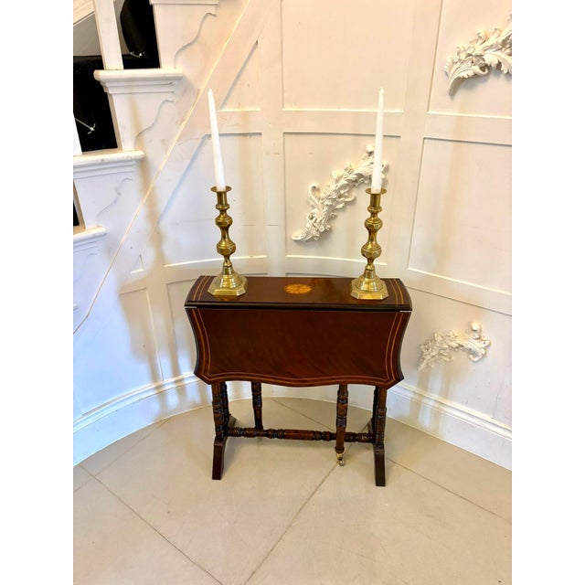 1900 - 1909 Antique Mahogany Occasional Table with Satinwood Inlay from Sutherland, 1900 For Sale - Image 5 of 13