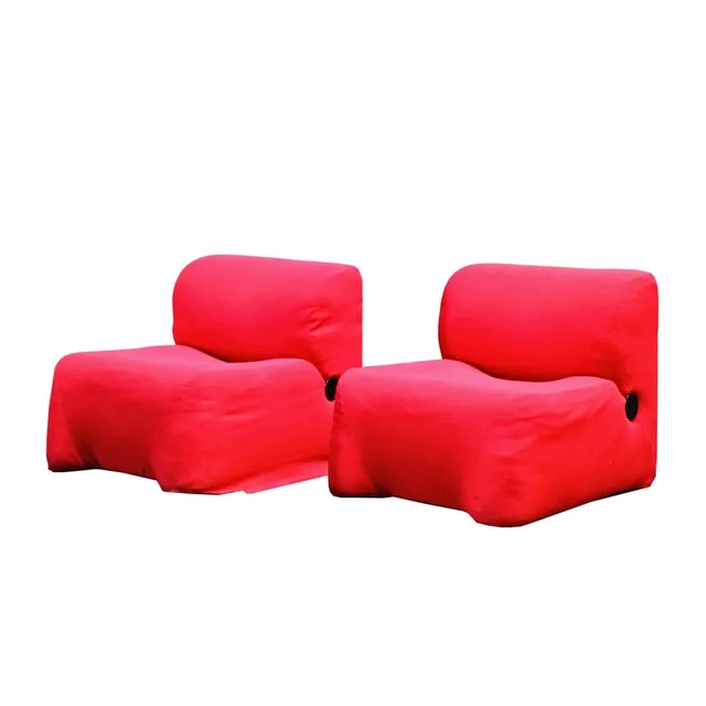 Set of Red Lounge Chairs Mod. Bubble by Carlo Bartoli for Rossi Dalbizzate, 1970s For Sale - Image 3 of 8