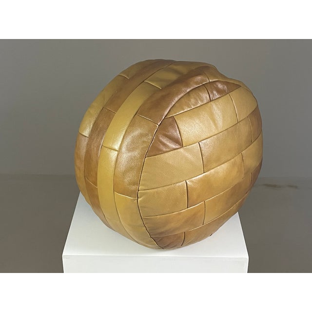 Brown Leather Patchwork Ottoman attributed to de Sede, Switzerland, 1970s For Sale - Image 10 of 13