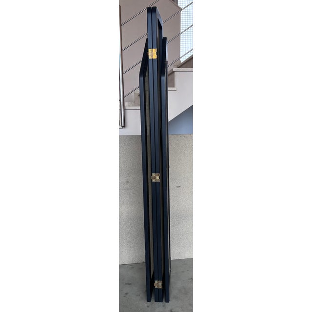 Art Deco Art Deco Room Divider Black Ebonized Wood and Gold Metal Screens For Sale - Image 3 of 18