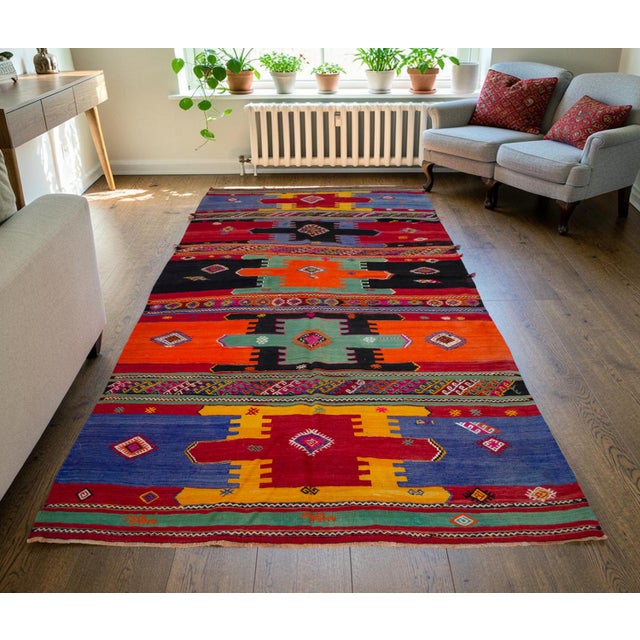 Tribal Vintage Hand-Woven Wool Turkish Rug - 5′11″ X 10′10″ For Sale - Image 3 of 13