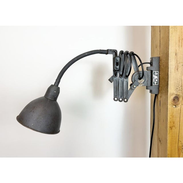 Grey Industrial Gooseneck Scissor Wall Lamp from Elektroinstala, 1960s For Sale - Image 9 of 18