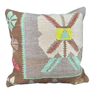 Turkish Hemp Pillow Cushion Natural Mint Green Brown Pillow Cushion Cover 24x24 For Sale