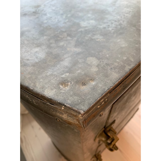 Gray Antique Farmhouse Galvanized Zinc Ice Box For Sale - Image 8 of 12