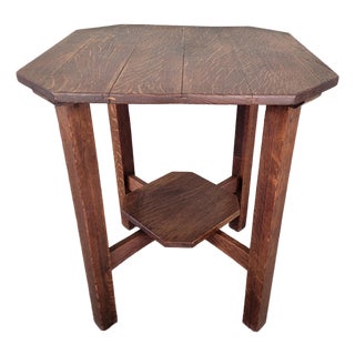 Mission / Arts & Crafts L&jg Stickley Oak Clip-Corner Lamp Table Circa. 1910. For Sale