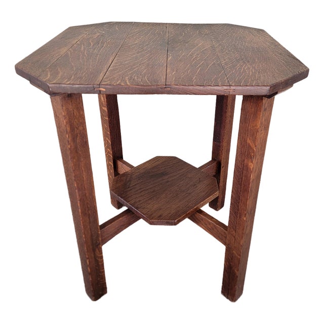 Mission / Arts & Crafts L&jg Stickley Oak Clip-Corner Lamp Table Circa. 1910. For Sale