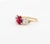 Early 20th Century Antique Red Spinel and Old Mine Diamond 14k Yellow Gold Three-Stone Ring Size 5.5 For Sale - Image 5 of 10