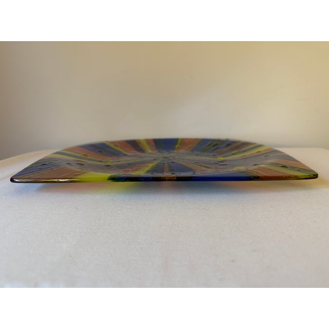 Late 20th Century Vintage Michael & Frances Higgins Fused Art Sunburst Glass Platter or Wall Art For Sale - Image 5 of 7