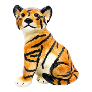 Life-Size Italian Style Ceramic Tiger Cub – Maximalist / Safari