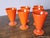 1940s Set 6 Antique Anchor Hocking Fire King Rainbow Tangerine Footed Iced Tea Cups, 1940s For Sale - Image 5 of 6