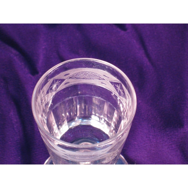 Traditional Clear Wine or Rummer Glass Early 19th C. Irish, Engraved Star & Hatch Pattern, Cork Glass Co. For Sale - Image 3 of 9