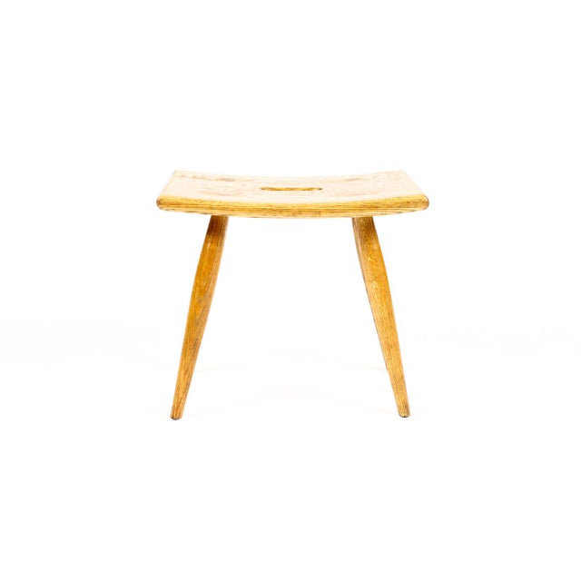 Danish Modern Mid Century Vintage White Oak Milking Stool — British Oak For Sale - Image 4 of 10