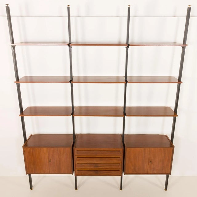 Black Mid-Century Modern Italian Floor-to-Celling Bookcase in the style of Franco Albini, Italy, 1960s For Sale - Image 8 of 18
