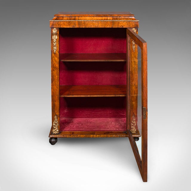 Antique Pier Cabinet, English, Walnut, Glazed Display Bookcase, Victorian, 1860 For Sale - Image 4 of 12