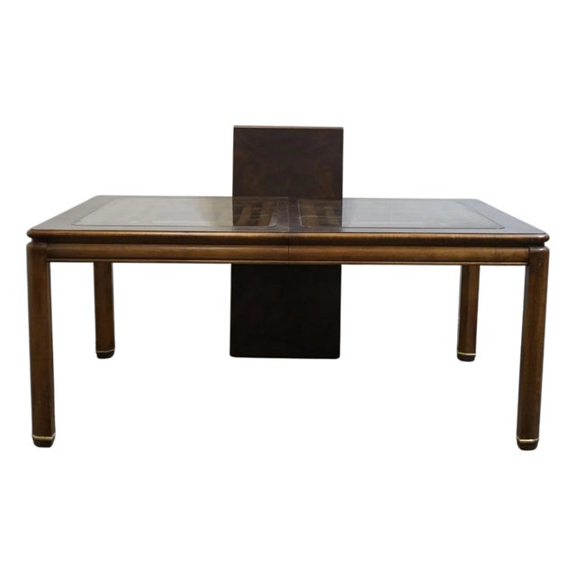 Unique Furniture Contemporary Modern Asian Inspired 68" Dining Table W. Glass Top For Sale