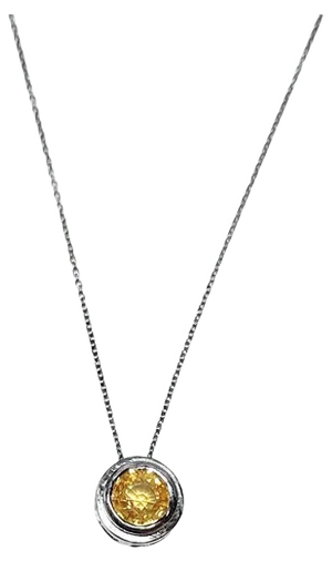 Yellow Sapphire Pendant Necklace, 1990s