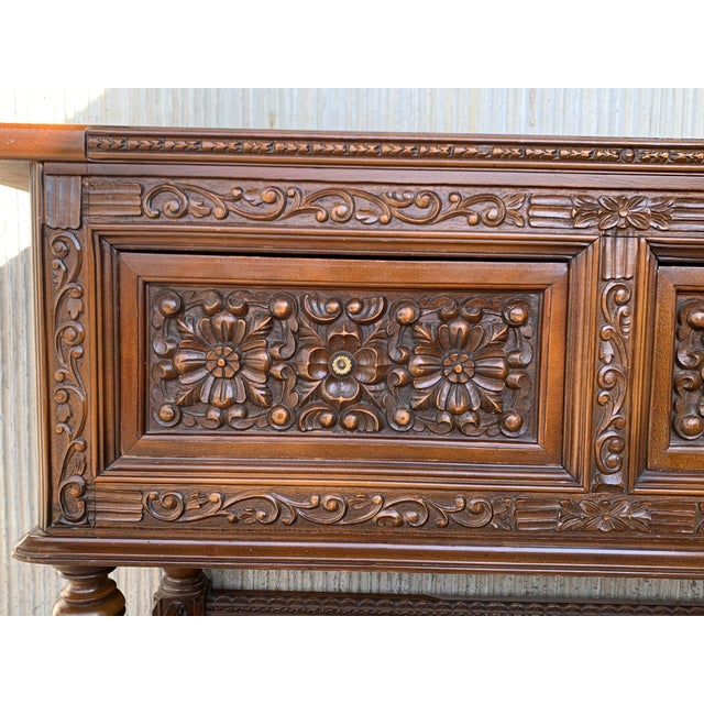 1930s Spanish Walnut Console Chest For Sale - Image 9 of 11