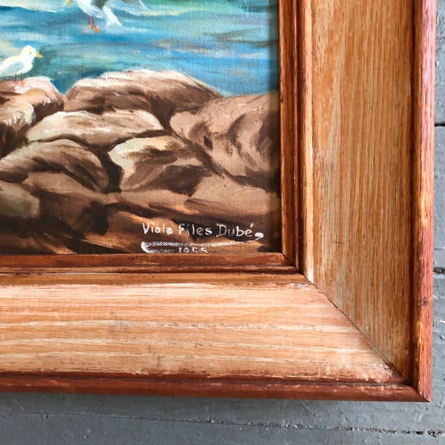 Original painting on canvas board 16 x 20 overall size with original vintage wood frame is 21 x 25 Signed bottom right...