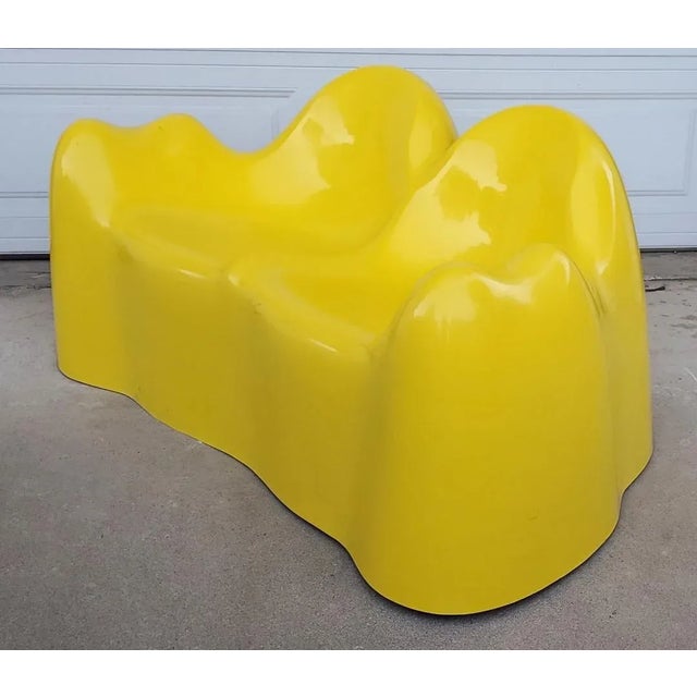 1960s Mid Century Modern Wendell Castle Molar Yellow Fiberglass Organic Sofa For Sale - Image 9 of 12