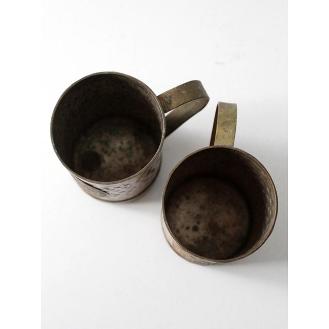 Vintage Copper Plated Mugs Aztec Calendar Pair For Sale - Image 6 of 11