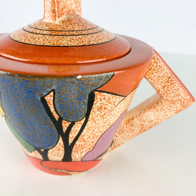 Vintage Art Deco Pottery Clarice Cliff Mma 1993 Autumn Trees Teapot Hand Painted For Sale - Image 9 of 12
