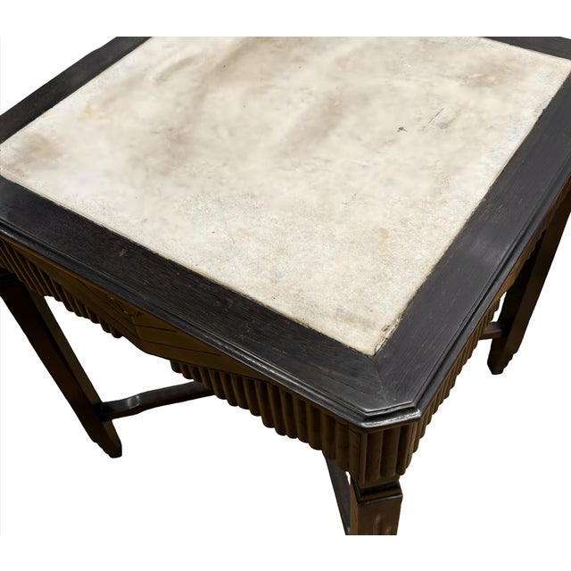 Wood Early 20th Century "Old Shanghai" Style Tieli Wood & Marble Top Center Table For Sale - Image 7 of 10