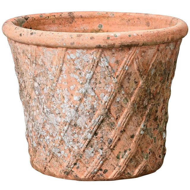 Terra Cotta Early 20th Century English Terracotta Basket Weave Single Planter For Sale - Image 8 of 8