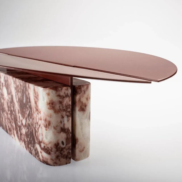 Contemporary Marble and Steel Centerpiece by Alessandra Grasso for Kimano For Sale - Image 3 of 5