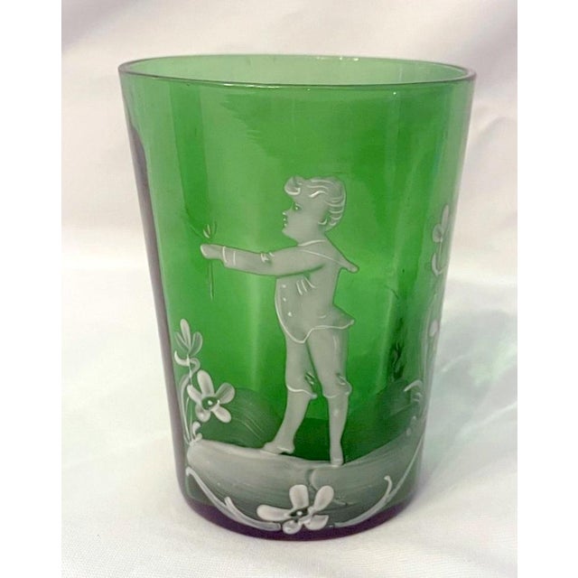 Victorian Late 19th Century Pair of Mary Gregory Tumblers For Sale - Image 3 of 7