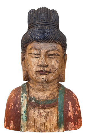 Polychrome Wooden Buddha Sculpture, 1890