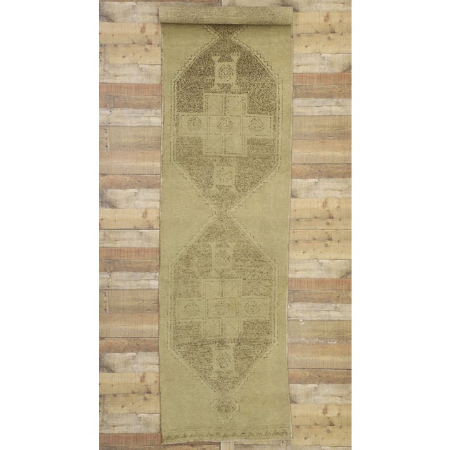 Sand Vintage Turkish Oushak Rug Runner - 02'11 X 12'08 For Sale - Image 8 of 9