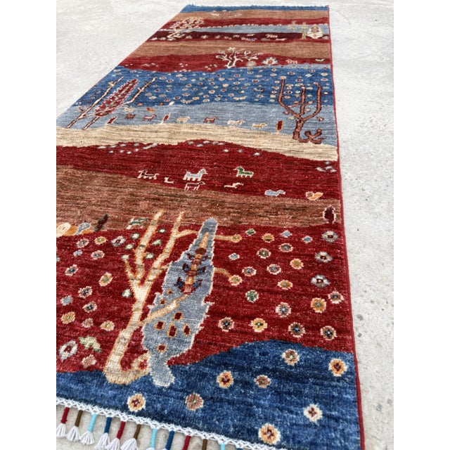 Red Persian Style Gabbeh Rug Runner, 02'08 X 06'08 For Sale - Image 4 of 11