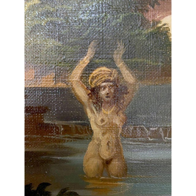 Green 1990s Oil Painting Bathers Alexander Arkadievich Litvinov For Sale - Image 8 of 12