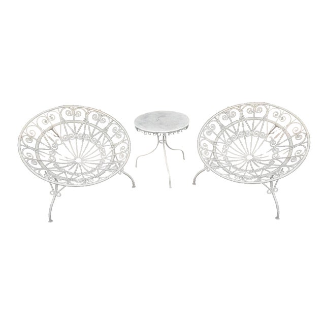 Tripod Armchairs with Table by Mathieu Mategot, 1950s, Set of 3 For Sale