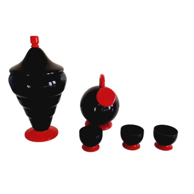 Vittoriale Liqueur Set in Murano Glass from Moretti & Nason, 1930s, Set of 5 For Sale - Image 10 of 17