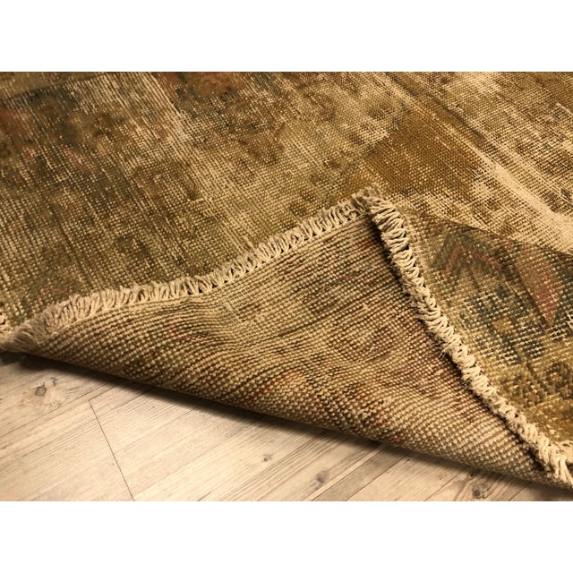 1960s Vintage Tan Nomadic Distressed Wool Floor Rug For Sale - Image 4 of 11