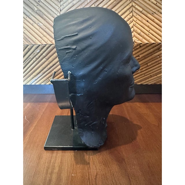 Art Deco Vintage Art Deco Plaster Studio Piece Face Sculpture on Metal Stand For Sale - Image 3 of 8