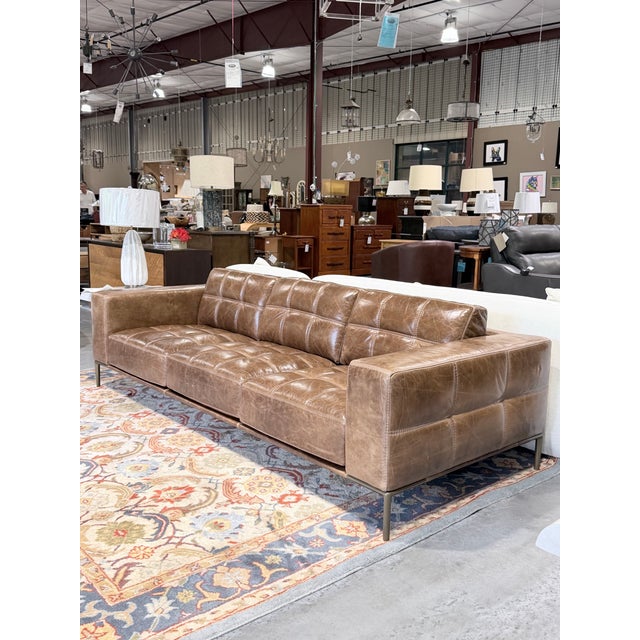 American Leather American Leather Barcelona Leather Sofa & Dual Ottoman Lounge Set in Umbria S’More Leather For Sale - Image 4 of 12